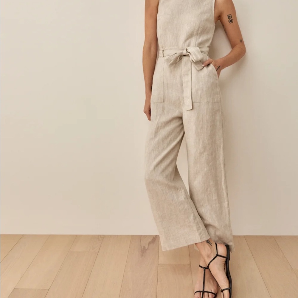 Naomi Oatmeal Linen Jumpsuit